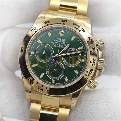 rolex 2019 green dial daytona gold watch|Rolex daytona green dial price.